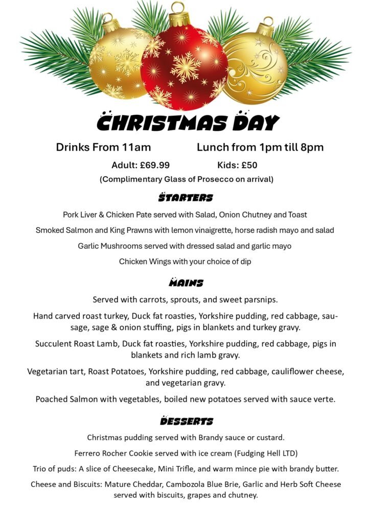 The Wheatsheaf Christmas menu design pub Oxfordshire