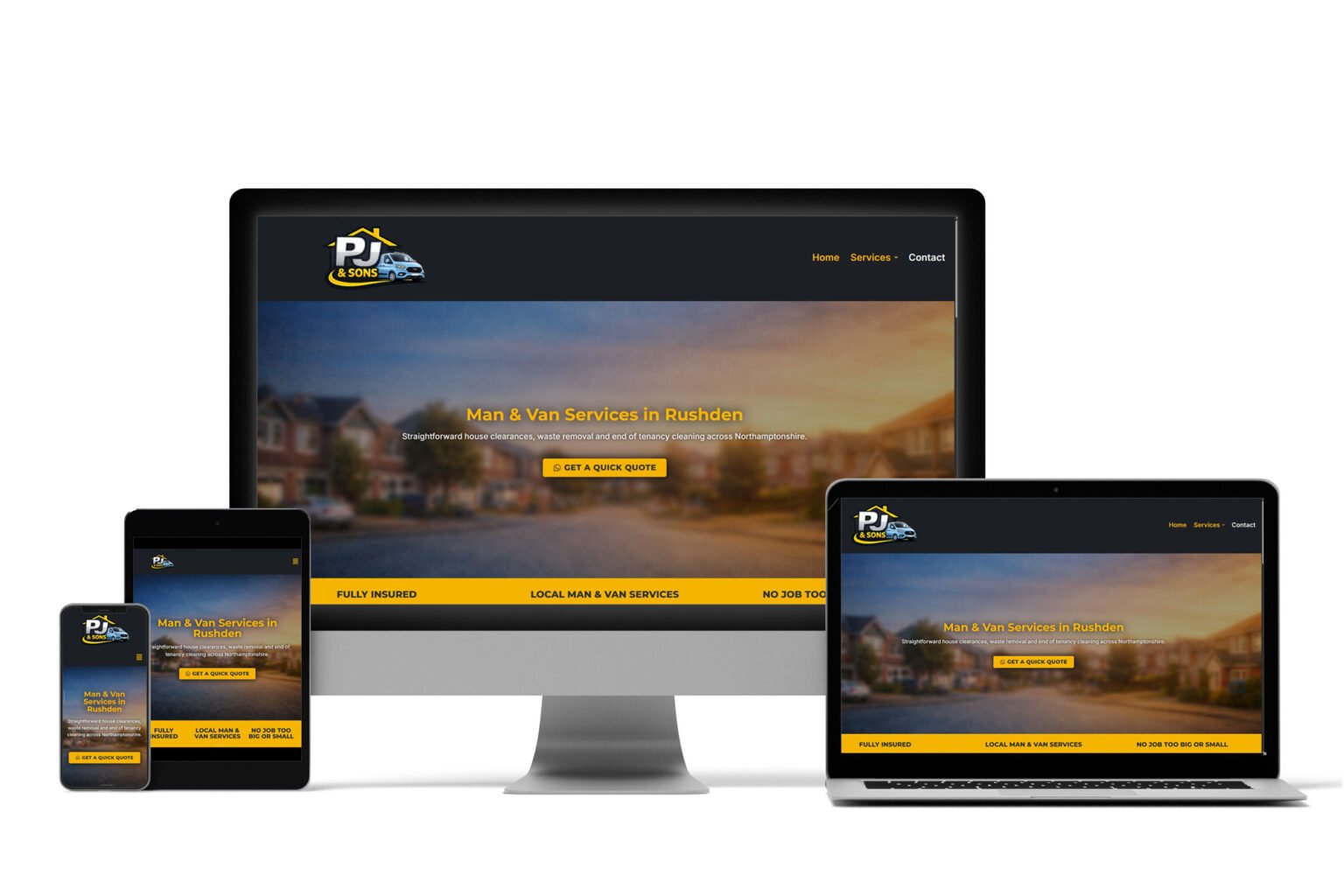 PJ & Sons website design by Perko Designs in Rushden